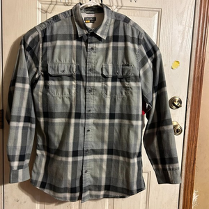 Eddie Bauer Mens Flannel Shirt Relaxed Fit Plaid‎ Long Sleeve Black Gray 2XL